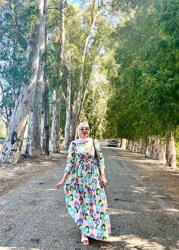 Çiçek Desenli Uzun Salaş Elbise - Görsel 3