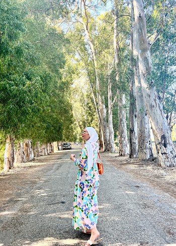 Çiçek Desenli Uzun Salaş Elbise - Görsel 5