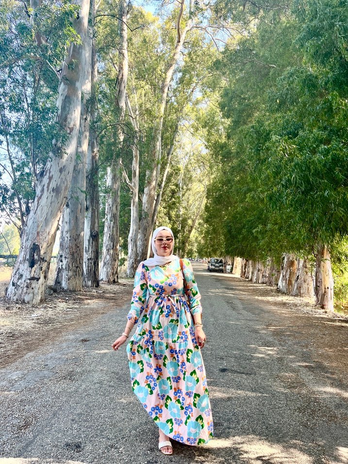 Çiçek Desenli Uzun Salaş Elbise - Görsel 3