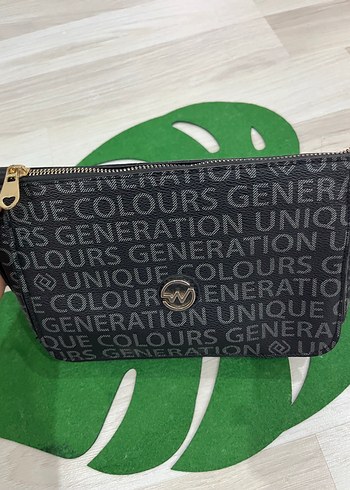 Diğer Gri Baskılı Fermuarlı Kadın Clutch Çanta