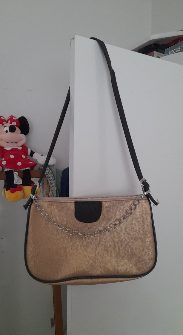 Bej Deri Zincir Detaylı Kadın Çanta - Görsel 2