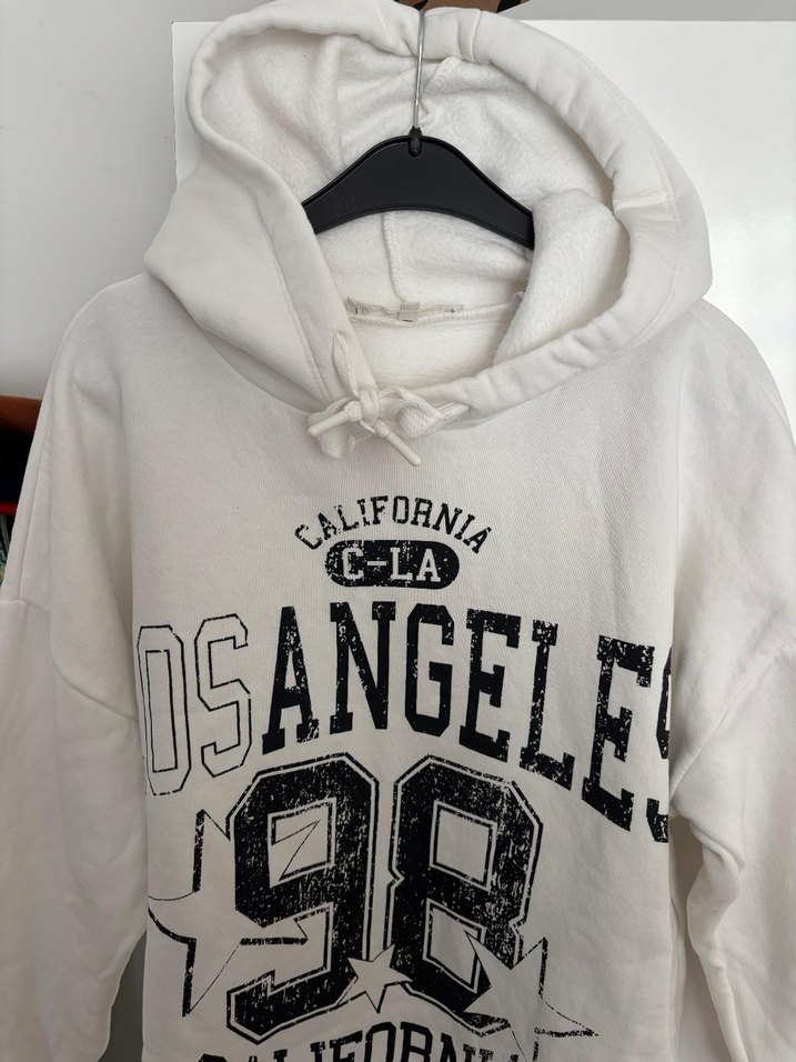 Beyaz Baskılı Uzun Kollu Sweatshirt - Görsel 2