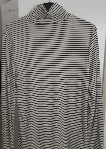 Gri Çizgili Boğazlı Uzun Kollu Kadın Body - Görsel 3