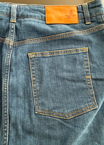 Düğmeli Mavi Midi Kot Etek - Görsel 3