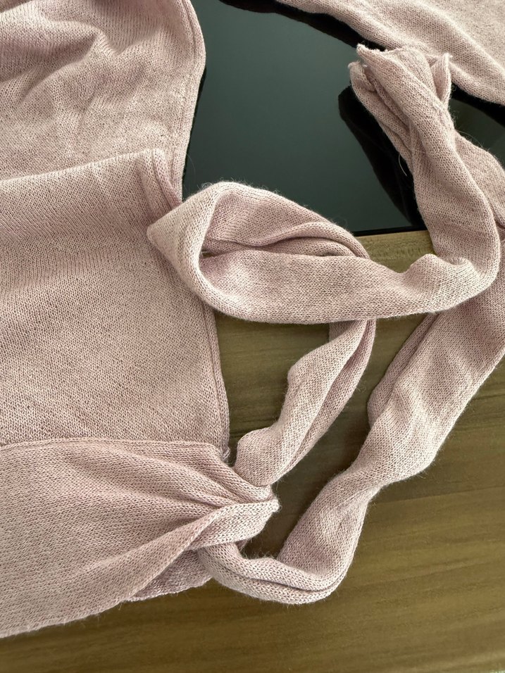 Pembe Keten Kadın Kolsuz Triko - Görsel 3