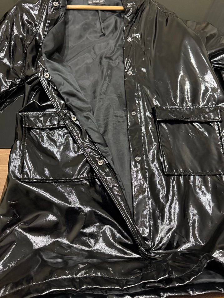 Siyah Deri Midi Yağmurluk - Görsel 3