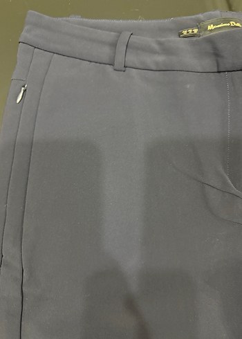 Lacivert Kadın Kumaş Kemerli Pantolon - Görsel 2