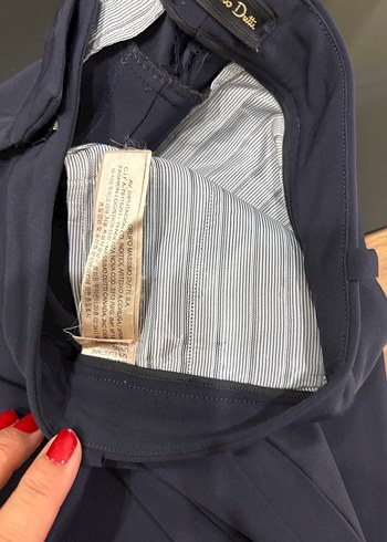 Lacivert Kadın Kumaş Kemerli Pantolon - Görsel 6