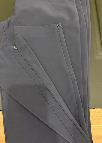 Lacivert Kadın Kumaş Kemerli Pantolon - Görsel 5