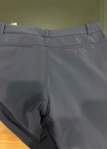 Lacivert Kadın Kumaş Kemerli Pantolon - Görsel 3