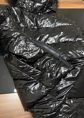 Siyah Suni Kürklü Kadın Kışlık Ceket - Görsel 9