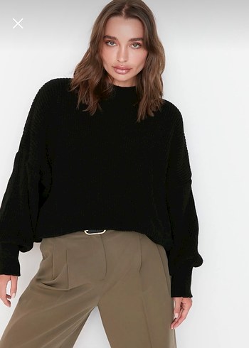 Siyah Kadın Triko Salaş Kazak - Görsel 3