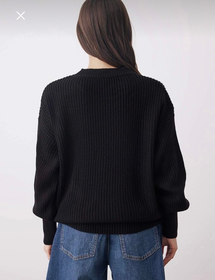 Siyah Kadın Triko Salaş Kazak - Görsel 2