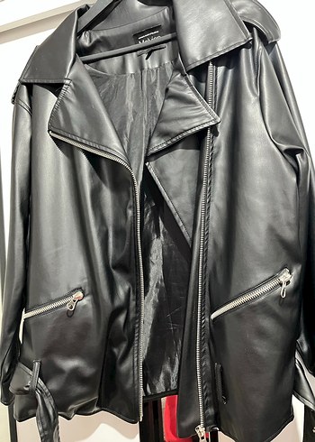 Siyah Deri Biker Ceket - Görsel 4