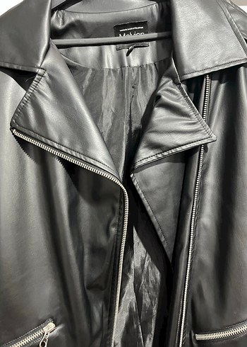 Siyah Deri Biker Ceket - Görsel 3