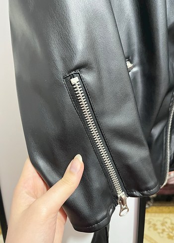 Siyah Deri Biker Ceket - Görsel 2