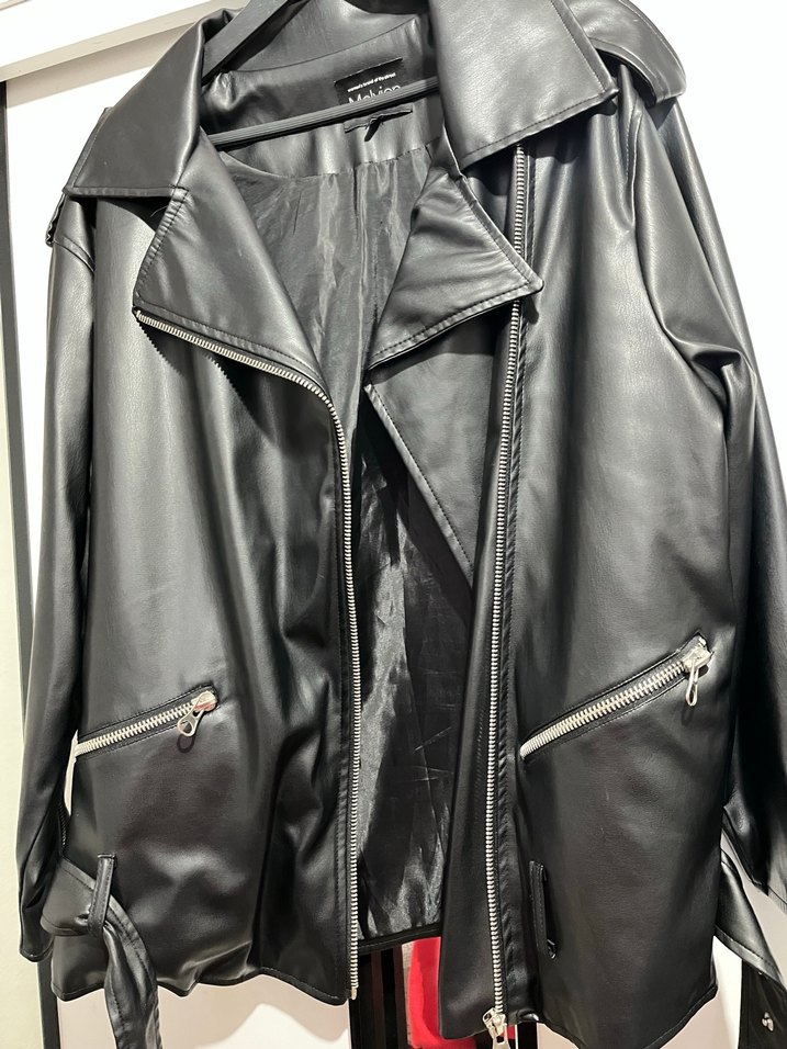 Siyah Deri Biker Ceket - Görsel 4