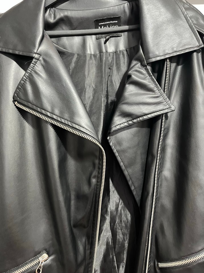 Siyah Deri Biker Ceket - Görsel 3