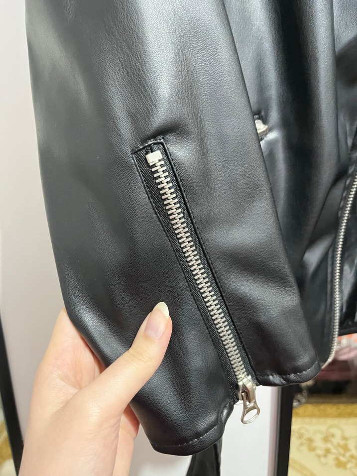 Siyah Deri Biker Ceket - Görsel 2