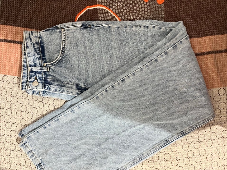 buz mavisi kot pantolon geniş paça - Görsel 2