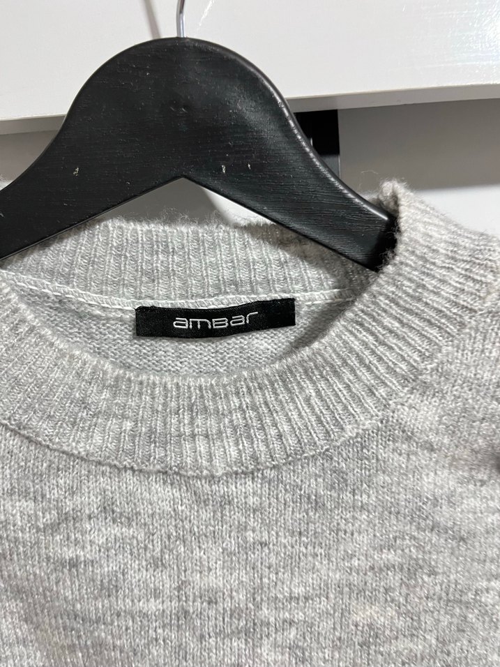 Gri Kadın Triko Kazak - Görsel 2