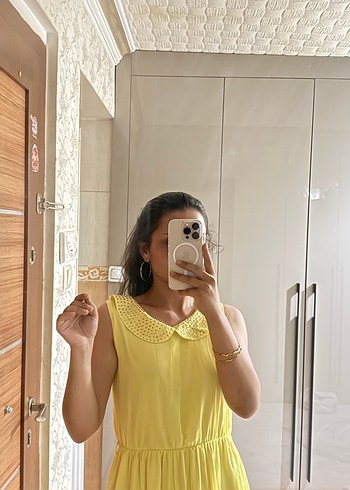 s Beden sarı Renk Sarı Uzun Elbise