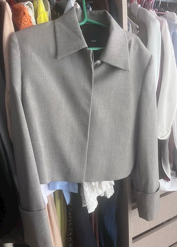 Düğmeli Gri Midi Kadın Blazer