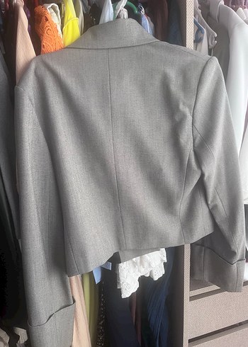 Mango Düğmeli Gri Midi Kadın Blazer