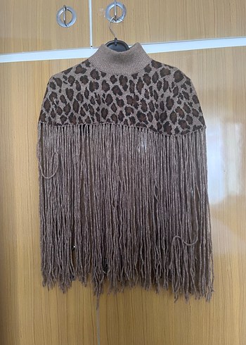 Bohem Tarz Leopar Desenli Kadın Panço