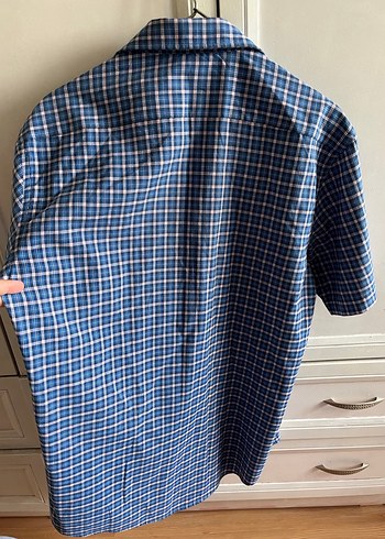 xl Beden Mavi Kareli Kısa Kollu Erkek Gömlek