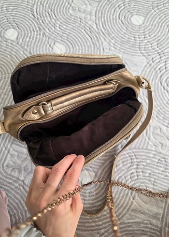 Bej Parlak Deri Kadın Omuz Çantası - Görsel 8