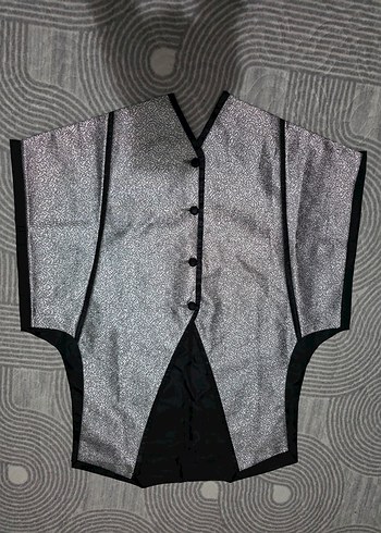 Düğmeli Yılan Desenli Gri Erkek Yelek - Görsel 2
