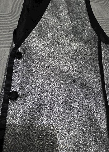 Düğmeli Yılan Desenli Gri Erkek Yelek - Görsel 4