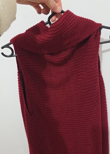 Bordo Kadın Uzun Örme Elbise - Görsel 5