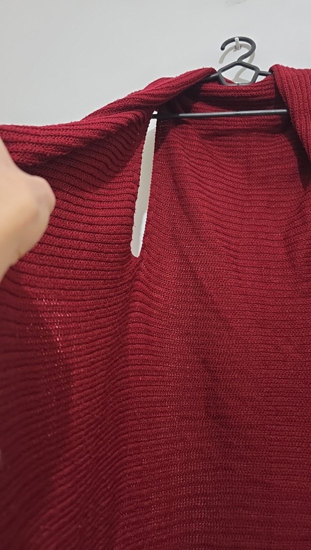 Bordo Kadın Uzun Örme Elbise - Görsel 3