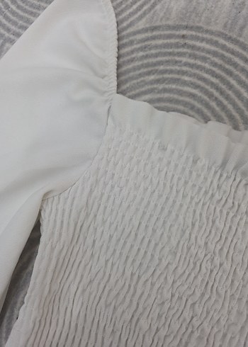 Beyaz Pilili Uzun Kollu Kadın Bluz - Görsel 5