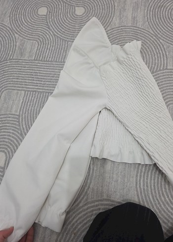 Beyaz Pilili Uzun Kollu Kadın Bluz - Görsel 6