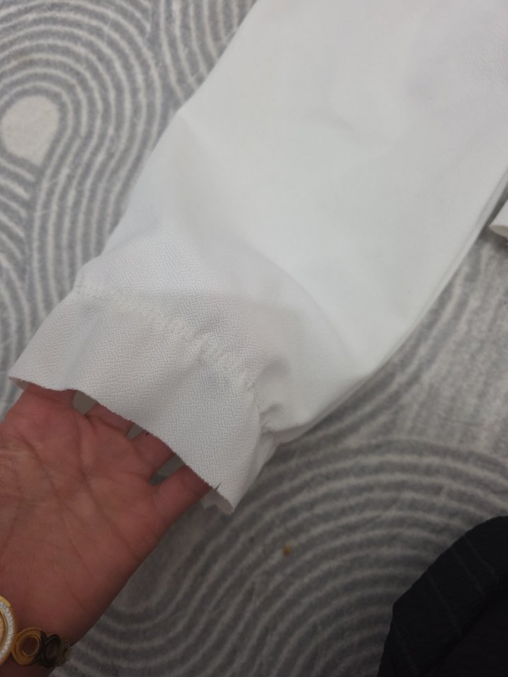 Beyaz Pilili Uzun Kollu Kadın Bluz - Görsel 4