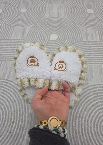 Kız Çocuk Örgü Beyaz Ev Terliği - Görsel 5