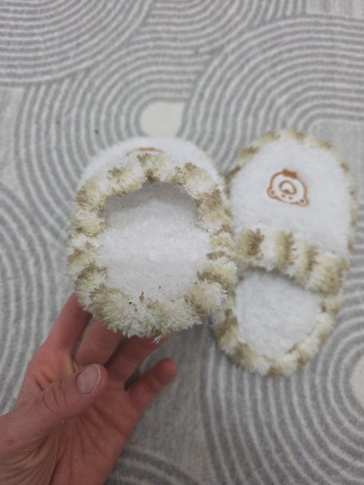 Kız Çocuk Örgü Beyaz Ev Terliği - Görsel 3