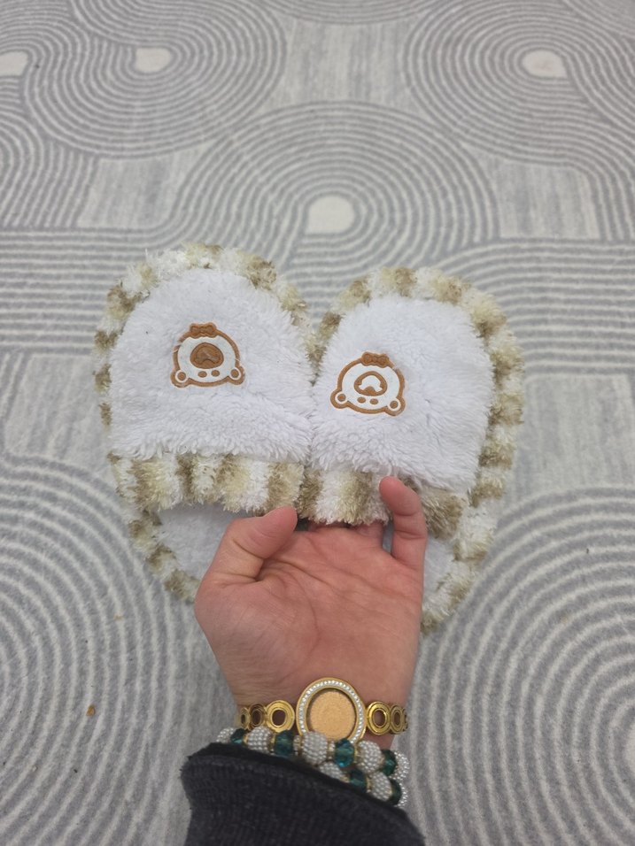 Kız Çocuk Örgü Beyaz Ev Terliği - Görsel 5