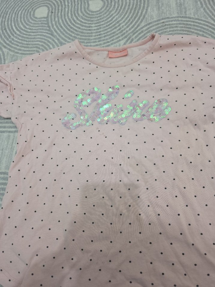 Kız Çocuk Pembe Düğmeli Tişört - Görsel 2