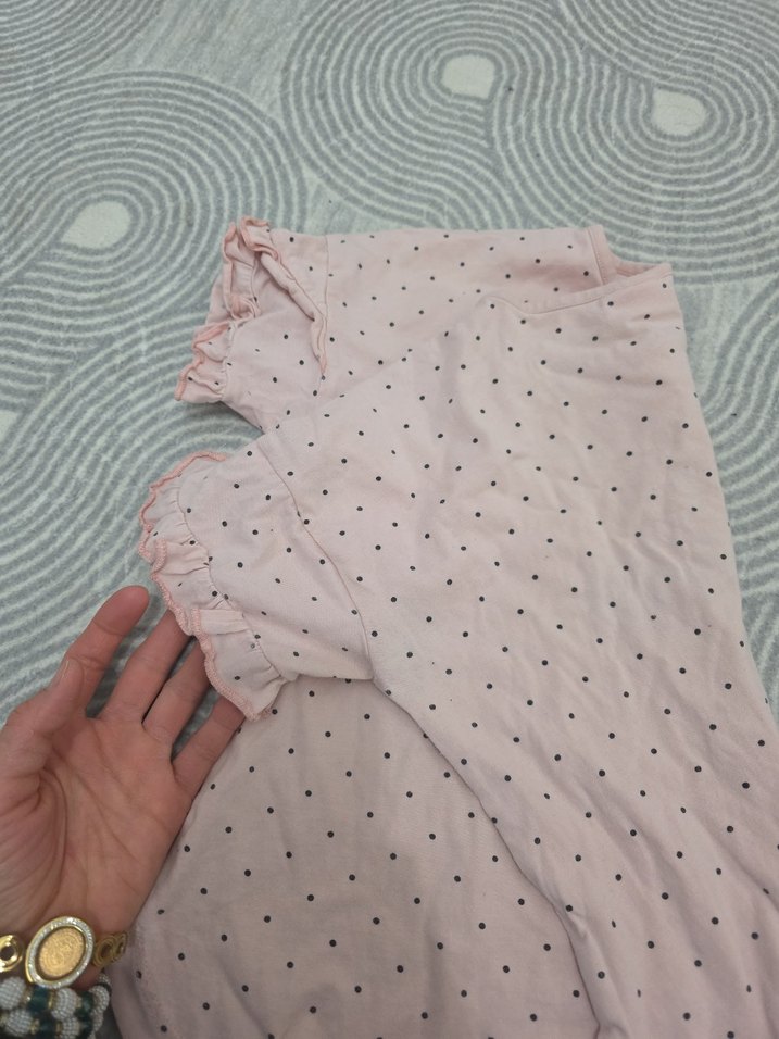 Kız Çocuk Pembe Düğmeli Tişört - Görsel 3