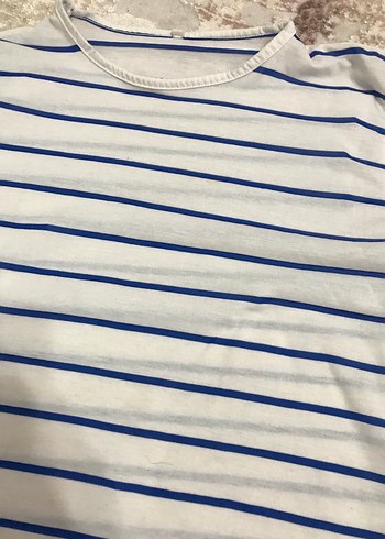 Mavi Çizgili Beyaz Hamile Tişört - Görsel 2