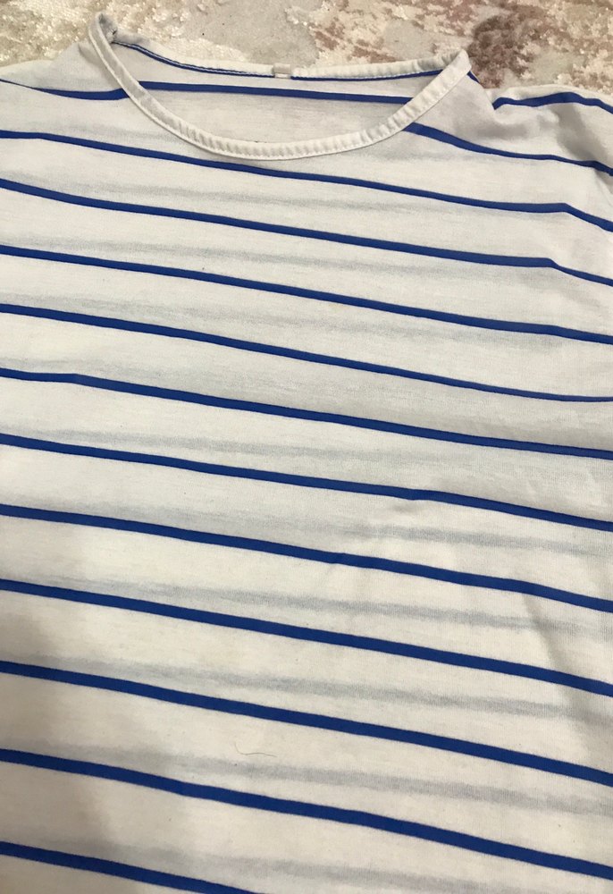 Mavi Çizgili Beyaz Hamile Tişört - Görsel 2