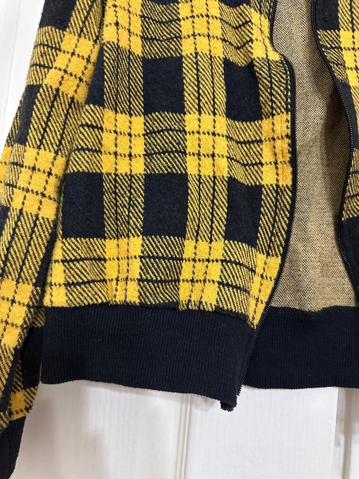 Sarı Siyah Kareli Kadın Yün Ceket - Görsel 3
