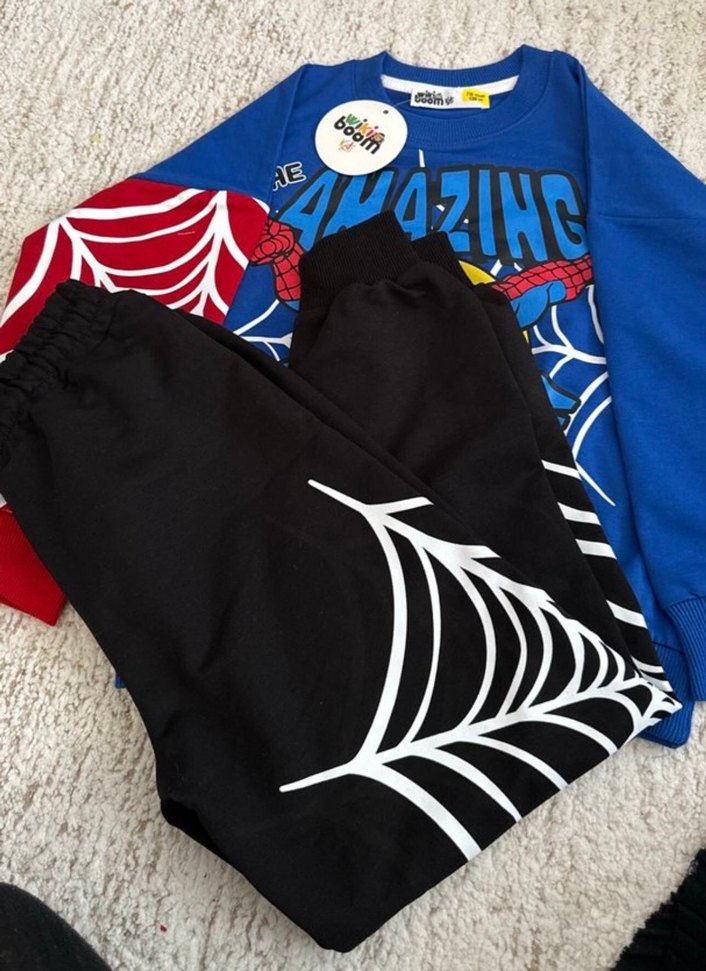 Örümcek Adam Baskılı Erkek Çocuk Sweatshirt takım elbise - Görsel 3