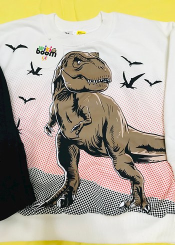 Beyaz Jurassic World Baskılı Erkek Sweatshirt takım - Görsel 3