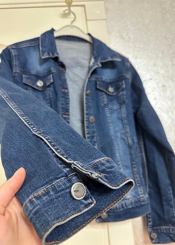 s Beden mavi Renk Mavi Düğmeli Kadın Denim Ceket