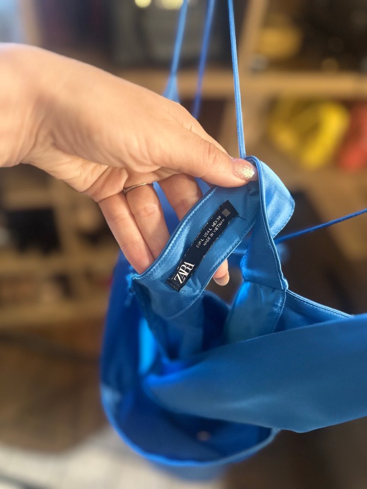 Parlak Mavi Drapeli Uzun Abiye Elbise - Görsel 3